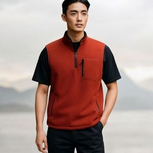 The Territory Ahead  Maroon Brick Red WOOL 1/4 ZIP Gorpcore Sweater VEST Sz L